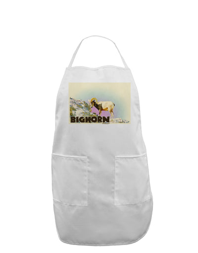 Bighorn Ram WatercolorText Adult Apron-Bib Apron-TooLoud-White-One-Size-Davson Sales