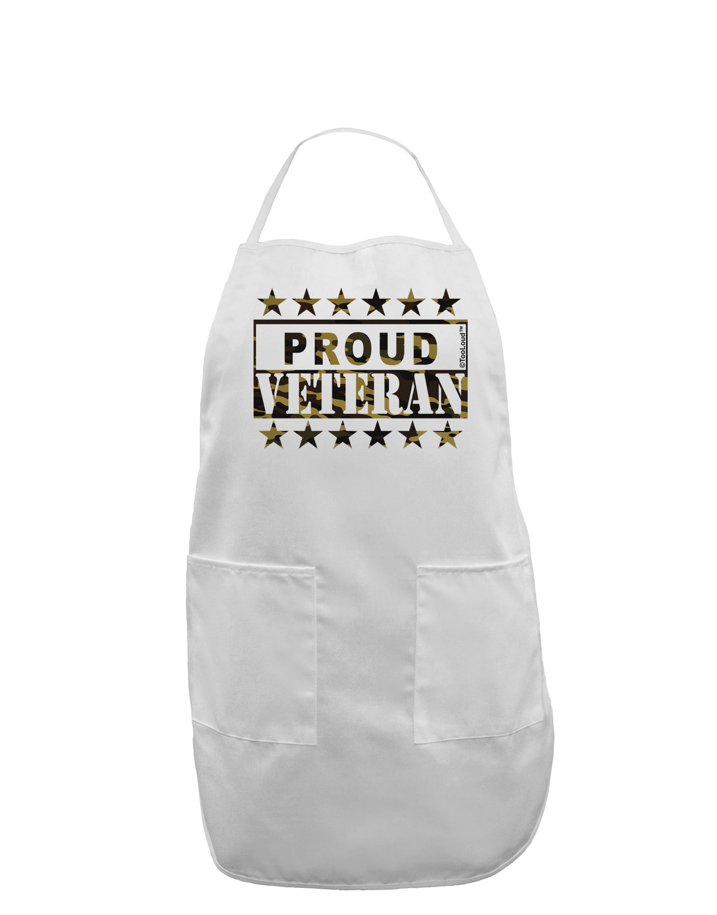 Proud Veteran Camo Adult Apron-Bib Apron-TooLoud-White-One-Size-Davson Sales