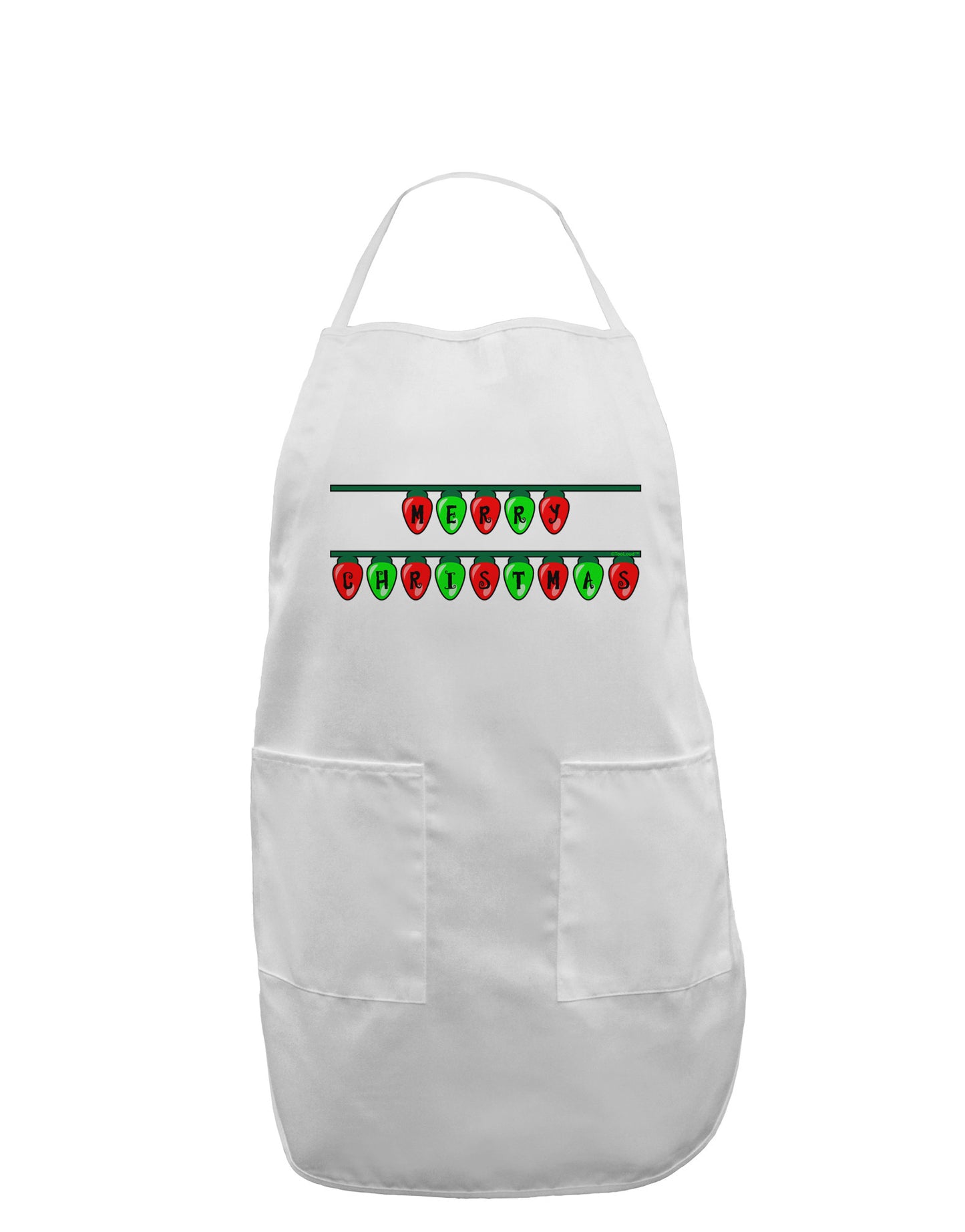 Merry Christmas Lights Red and Green Adult Apron-Bib Apron-TooLoud-White-One-Size-Davson Sales