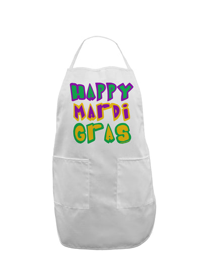 Happy Mardi Gras Text 2 Adult Apron-Bib Apron-TooLoud-White-One-Size-Davson Sales