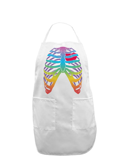 Rainbow Skeleton Ribcage with Heart Adult Apron-Bib Apron-TooLoud-White-One-Size-Davson Sales