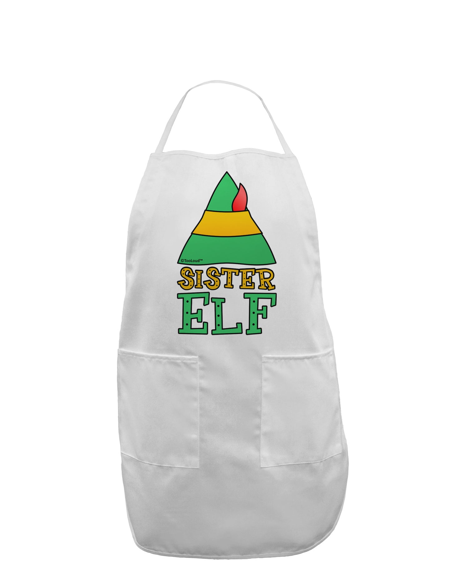Matching Christmas Design - Elf Family - Sister Elf Adult Apron-Bib Apron-TooLoud-White-One-Size-Davson Sales