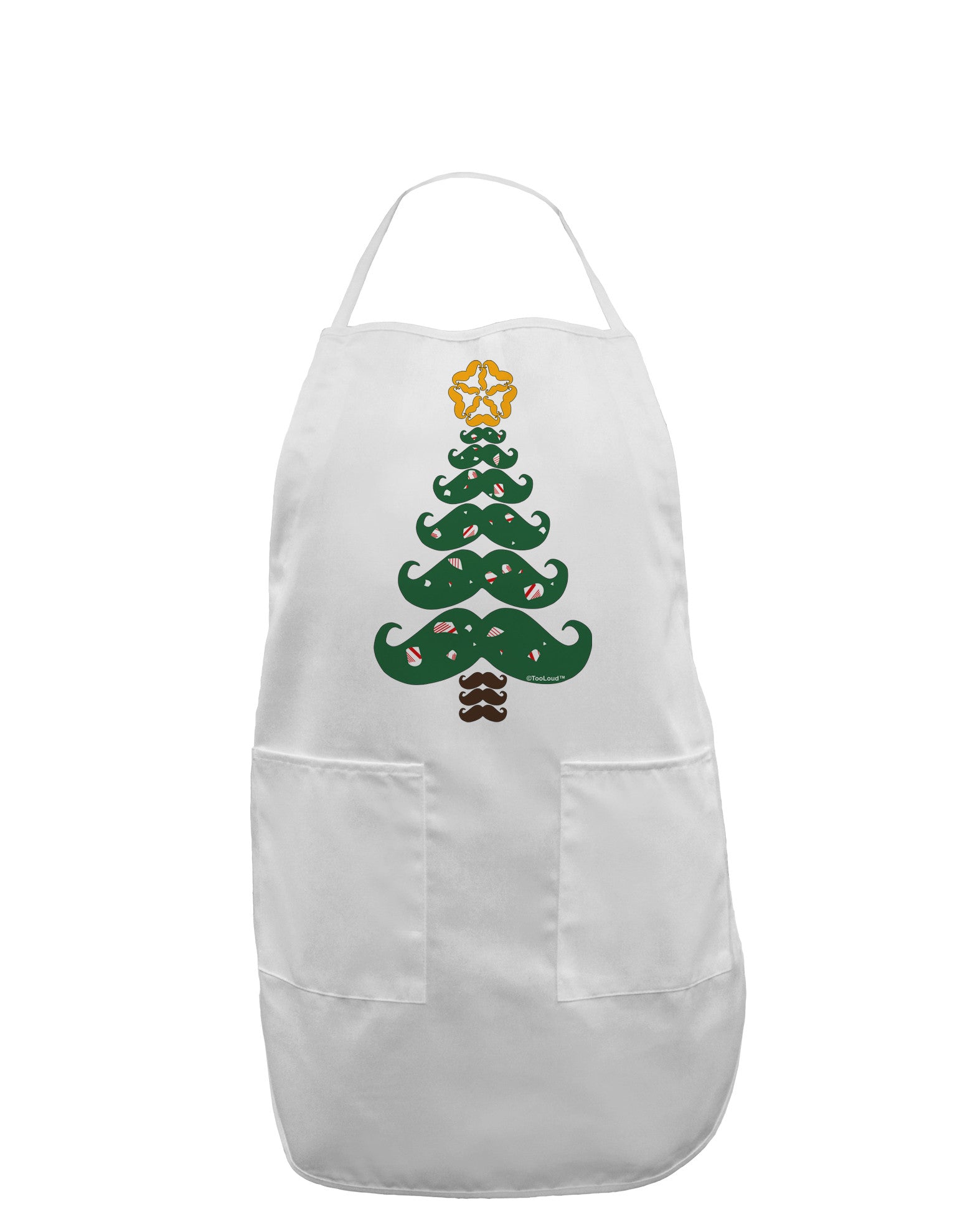 Mustache Christmas Tree Adult Apron-Bib Apron-TooLoud-White-One-Size-Davson Sales