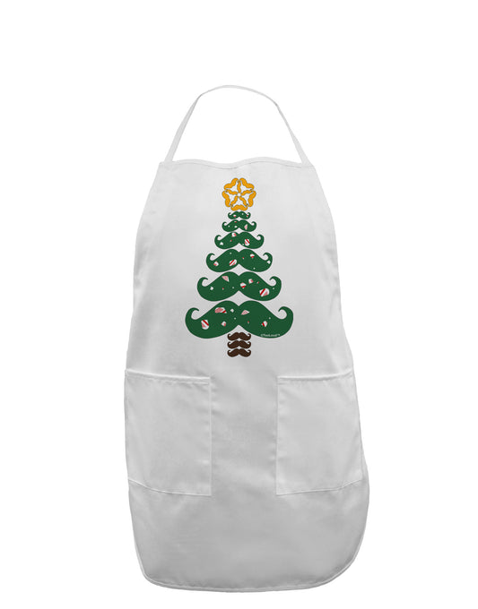 Mustache Christmas Tree Adult Apron-Bib Apron-TooLoud-White-One-Size-Davson Sales