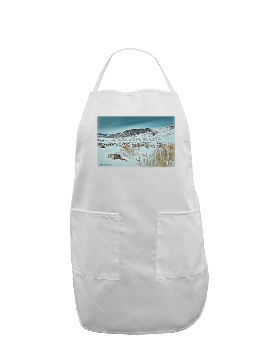 CO Snow Scene Text Adult Apron-Bib Apron-TooLoud-White-One-Size-Davson Sales