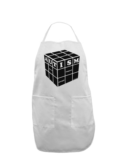 Autism Awareness - Cube B & W Adult Apron-Bib Apron-TooLoud-White-One-Size-Davson Sales