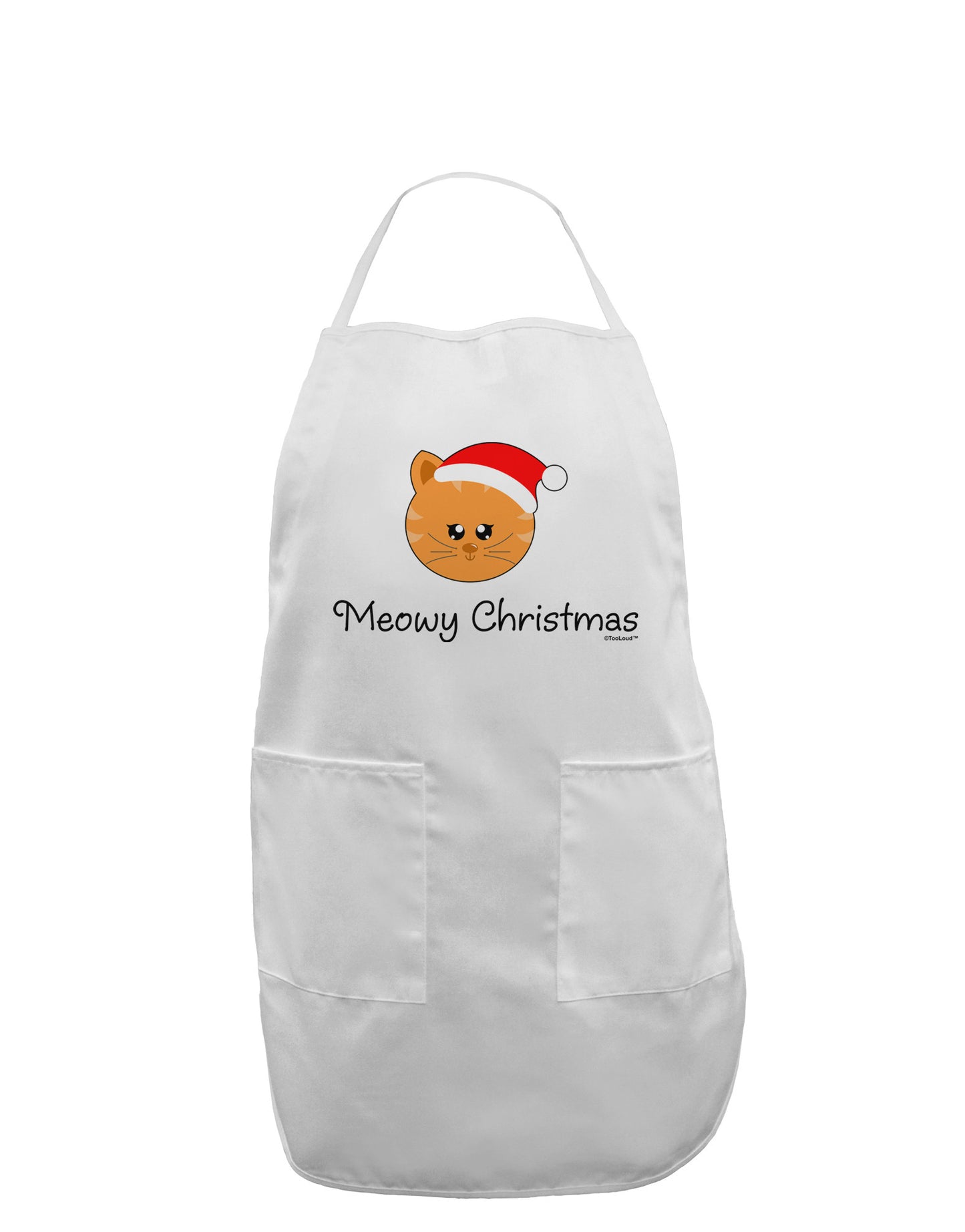 Meowy Christmas Cute Cat Santa Hat Adult Apron-Bib Apron-TooLoud-White-One-Size-Davson Sales
