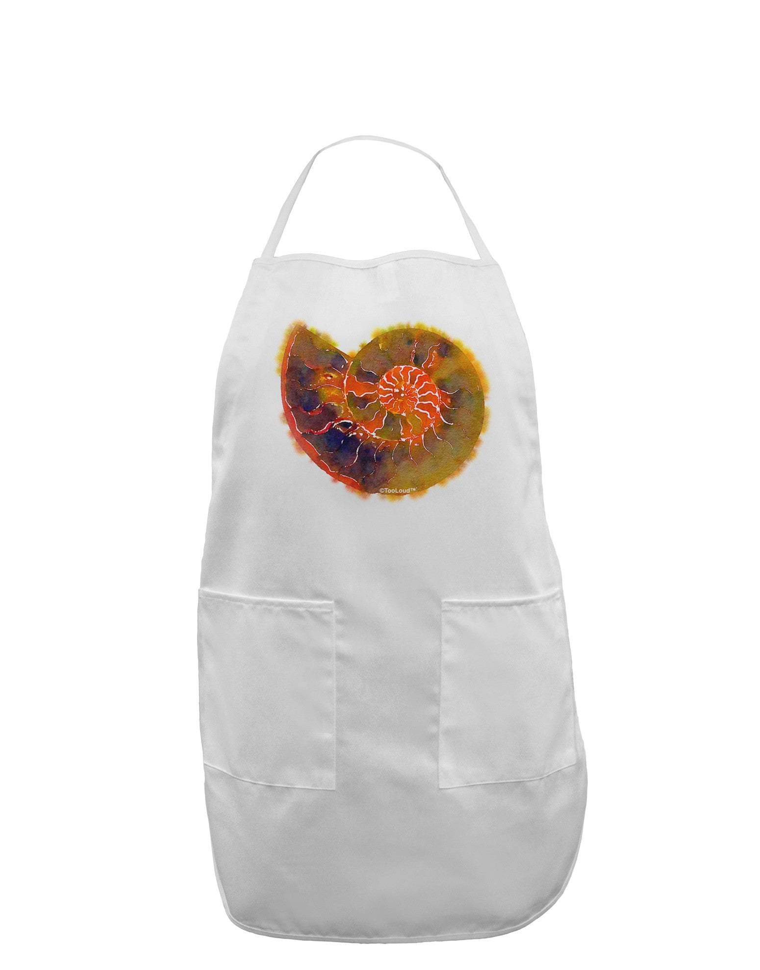 Nautilus Fossil Watercolor Adult Apron-Bib Apron-TooLoud-White-One-Size-Davson Sales