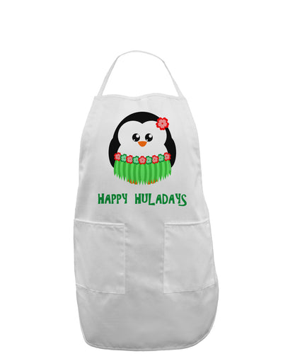 Happy Huladays Christmas Penguin - Red and Green Adult Apron-Bib Apron-TooLoud-White-One-Size-Davson Sales