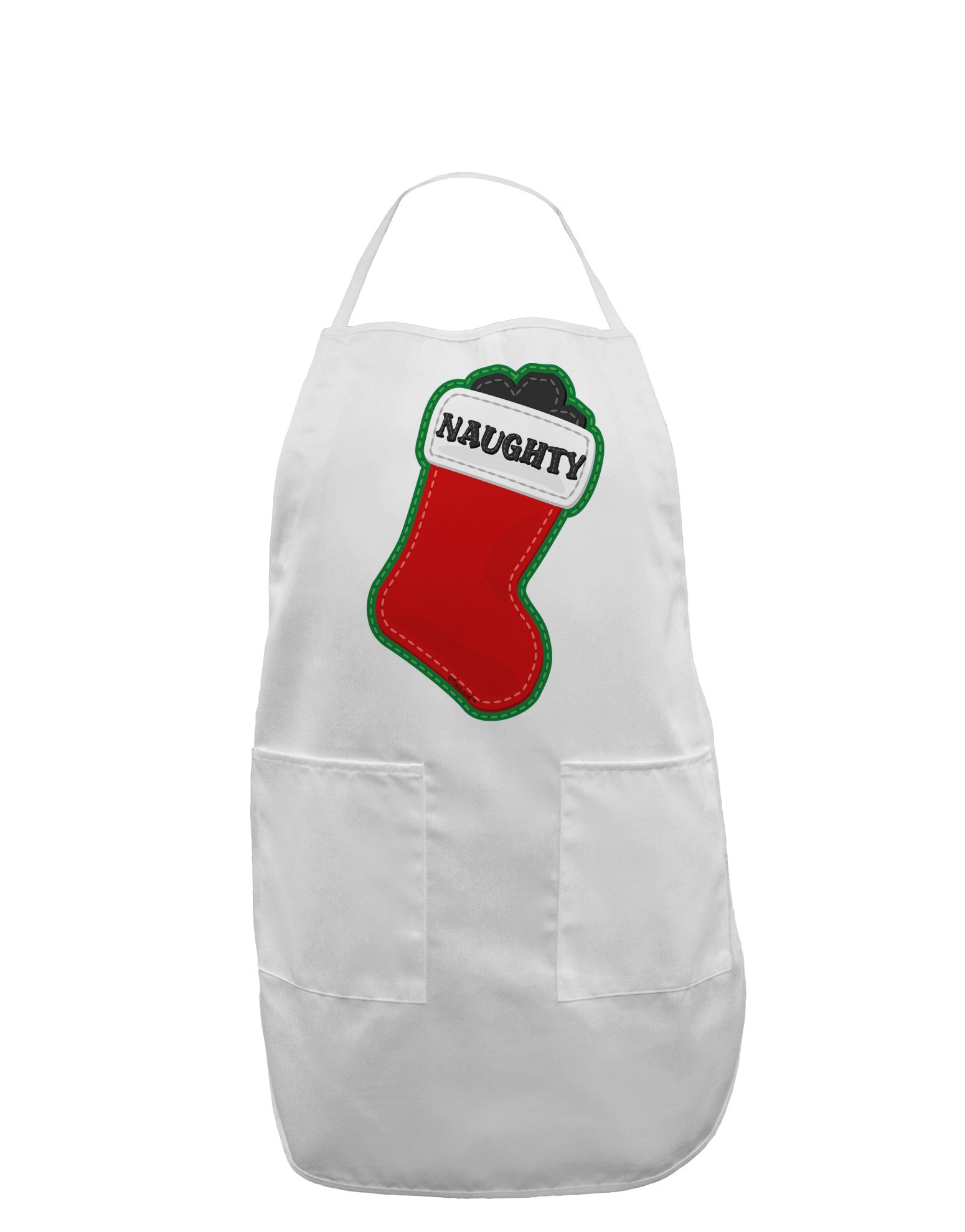 Naughty Coal Cute Christmas Stocking Adult Apron-Bib Apron-TooLoud-White-One-Size-Davson Sales