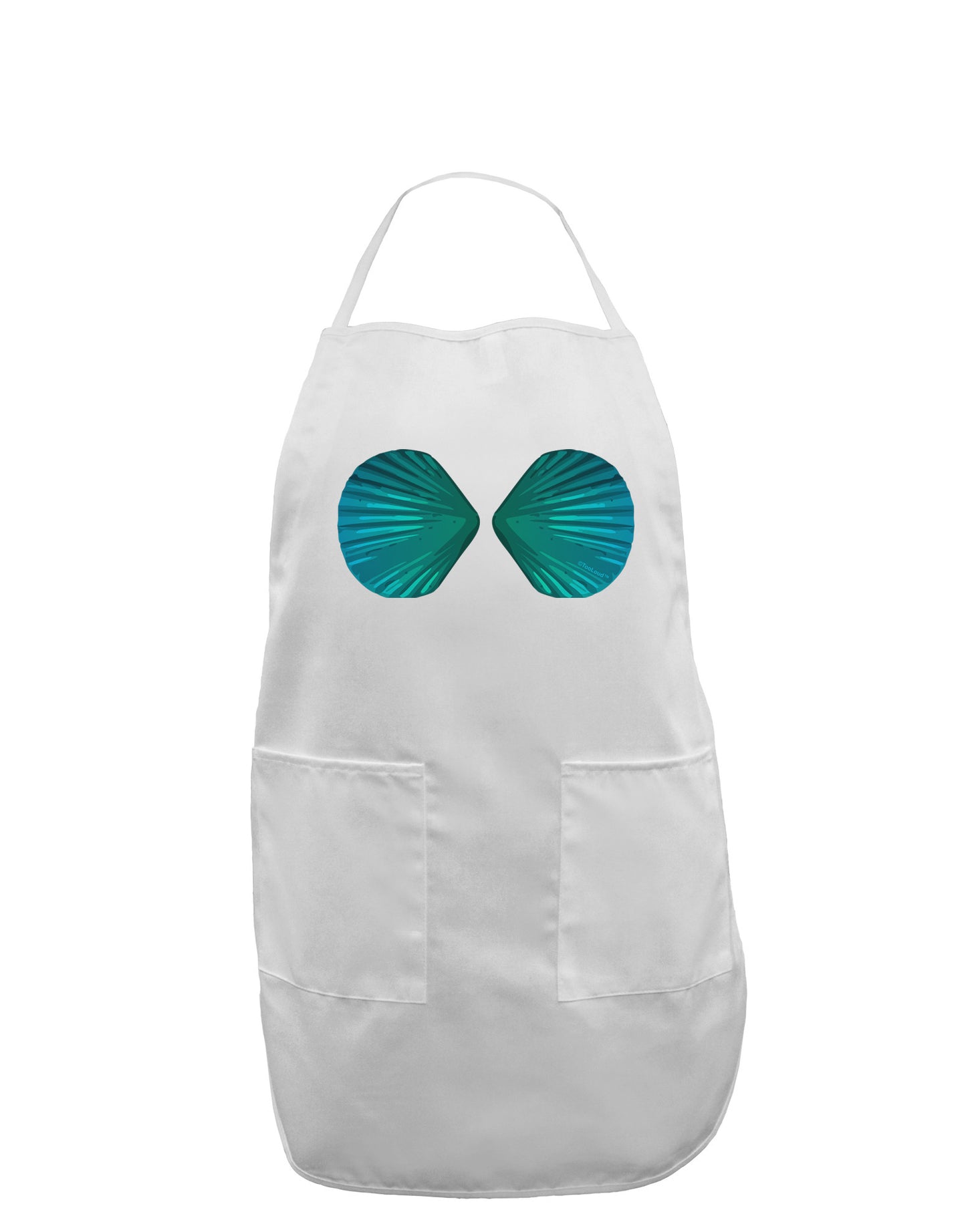 Mermaid Shell Bra Blue Adult Apron by TooLoud-Bib Apron-TooLoud-White-One-Size-Davson Sales