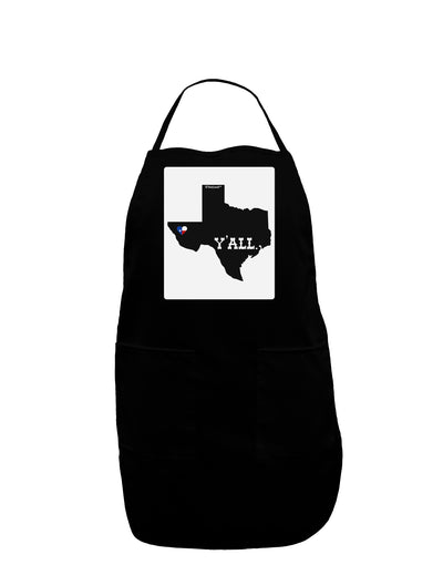 Texas State Y'all Design with Flag Heart Panel Dark Adult Apron by TooLoud-Bib Apron-TooLoud-Black-One-Size-Davson Sales