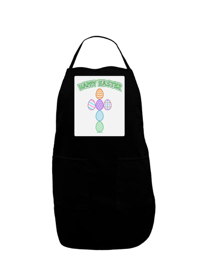 Happy Easter Egg Cross Faux Applique Panel Dark Adult Apron-Bib Apron-TooLoud-Black-One-Size-Davson Sales