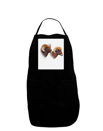 Two Majestic Bighorn Rams Panel Dark Adult Apron-Bib Apron-TooLoud-Black-One-Size-Davson Sales