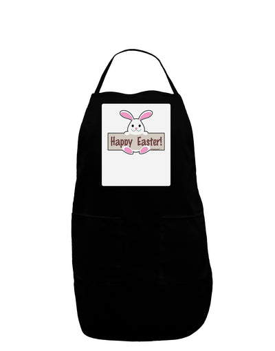 Cute Bunny - Happy Easter Panel Dark Adult Apron by TooLoud-Bib Apron-TooLoud-Black-One-Size-Davson Sales