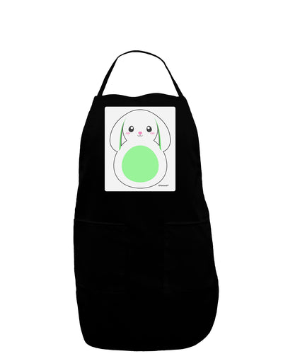 Cute Bunny with Floppy Ears - Green Panel Dark Adult Apron by TooLoud-Bib Apron-TooLoud-Black-One-Size-Davson Sales