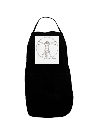 TooLoud Vitruvian Man Drawing Panel Dark Adult Apron-Bib Apron-TooLoud-Black-One-Size-Davson Sales