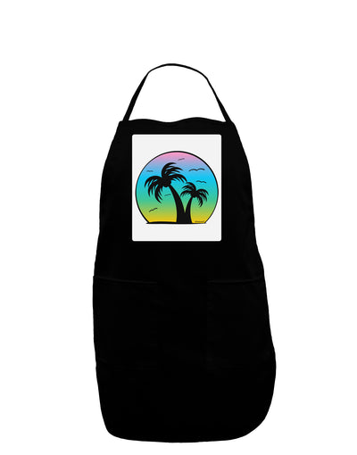 Palm Trees Silhouette - Beach Sunset Design Panel Dark Adult Apron-Bib Apron-TooLoud-Black-One-Size-Davson Sales