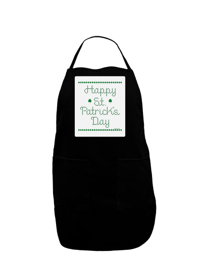 Happy St Patricks Day Clovers Panel Dark Adult Apron-Bib Apron-TooLoud-Black-One-Size-Davson Sales