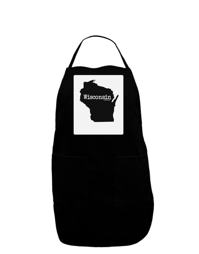 Wisconsin - United States Shape Panel Dark Adult Apron-Bib Apron-TooLoud-Black-One-Size-Davson Sales