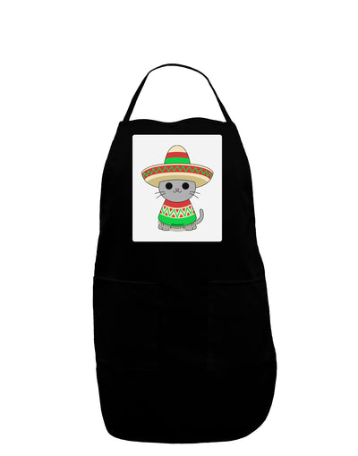 Cat with Sombrero and Poncho Panel Dark Adult Apron by TooLoud-Bib Apron-TooLoud-Black-One-Size-Davson Sales