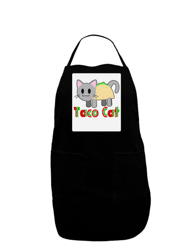 Cute Taco Cat Design Text Panel Dark Adult Apron by TooLoud-Bib Apron-TooLoud-Black-One-Size-Davson Sales