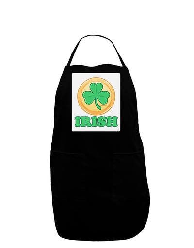 Shamrock Button - Irish Panel Dark Adult Apron by TooLoud-Bib Apron-TooLoud-Black-One-Size-Davson Sales