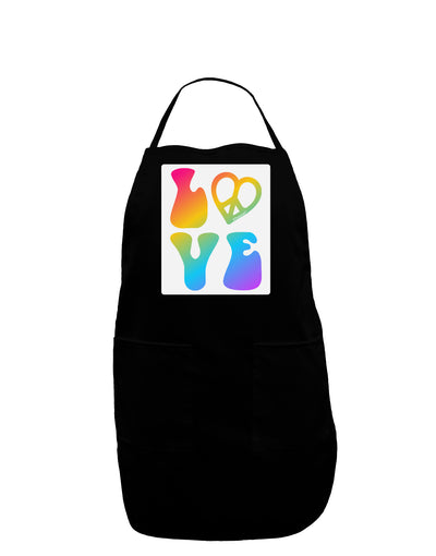 Peace and Love - Peace Heart Love Panel Dark Adult Apron-Bib Apron-TooLoud-Black-One-Size-Davson Sales