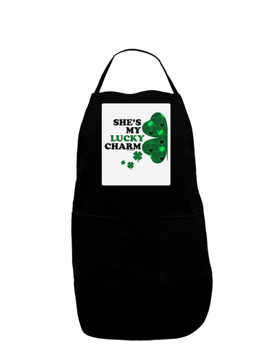 She's My Lucky Charm - Left Panel Dark Adult Apron-Bib Apron-TooLoud-Black-One-Size-Davson Sales