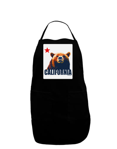 California Republic Design - Grizzly Bear and Star Panel Dark Adult Apron by TooLoud-Bib Apron-TooLoud-Black-One-Size-Davson Sales