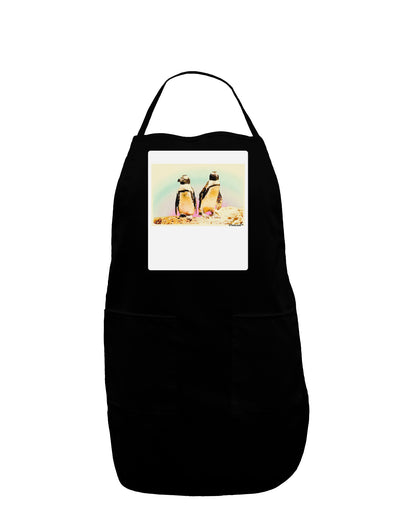 Magellanic Penguin Watercolor Panel Dark Adult Apron-Bib Apron-TooLoud-Black-One-Size-Davson Sales