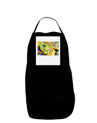 Menacing Turtle Watercolor Panel Dark Adult Apron-Bib Apron-TooLoud-Black-One-Size-Davson Sales