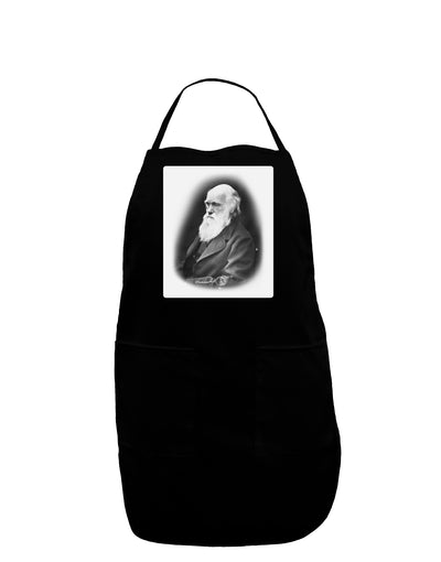 Charles Darwin Black and White Panel Dark Adult Apron by TooLoud