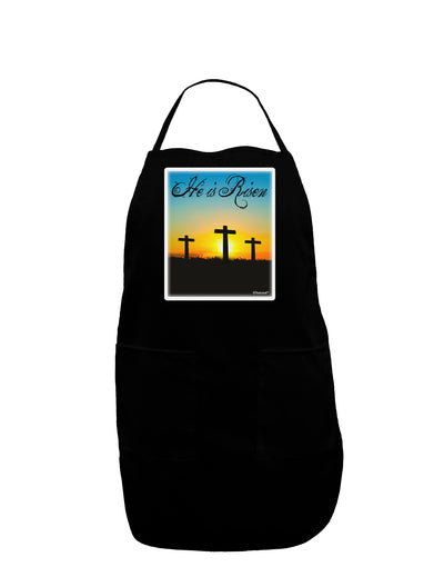 Three Crosses Sunrise - He Is Risen Panel Dark Adult Apron by TooLoud-Bib Apron-TooLoud-Black-One-Size-Davson Sales