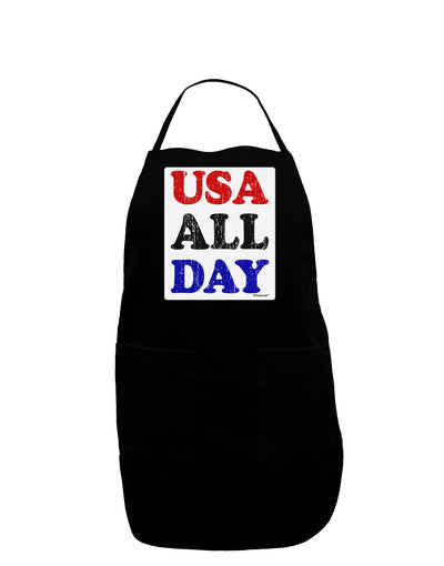 USA All Day - Distressed Patriotic Design Panel Dark Adult Apron by TooLoud-Bib Apron-TooLoud-Black-One-Size-Davson Sales