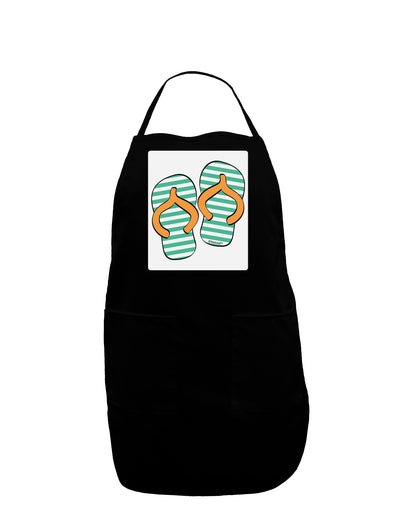 Striped Flip Flops - Teal and Orange Panel Dark Adult Apron-Bib Apron-TooLoud-Black-One-Size-Davson Sales