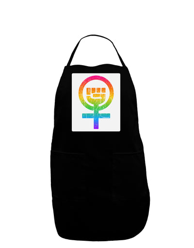 Rainbow Distressed Feminism Symbol Panel Dark Adult Apron-Bib Apron-TooLoud-Black-One-Size-Davson Sales