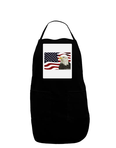 Patriotic USA Flag with Bald Eagle Panel Dark Adult Apron by TooLoud-Bib Apron-TooLoud-Black-One-Size-Davson Sales