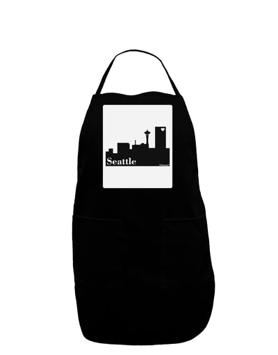 Seattle Skyline with Space Needle Panel Dark Adult Apron by TooLoud-Bib Apron-TooLoud-Black-One-Size-Davson Sales