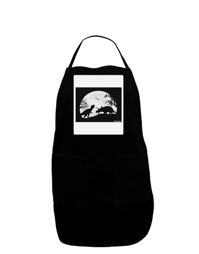 T-Rex and Triceratops Silhouettes Design Panel Dark Adult Apron by TooLoud-Bib Apron-TooLoud-Black-One-Size-Davson Sales