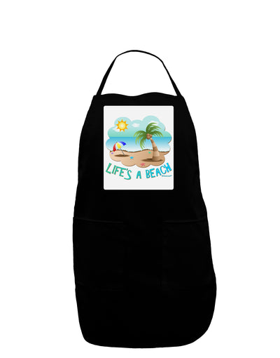 Fun Summer Beach Scene - Life's a Beach Panel Dark Adult Apron by TooLoud-Bib Apron-TooLoud-Black-One-Size-Davson Sales