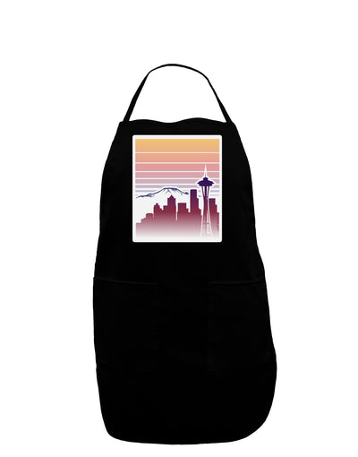 Seattle Skyline Sunrise Panel Dark Adult Apron-Bib Apron-TooLoud-Black-One-Size-Davson Sales