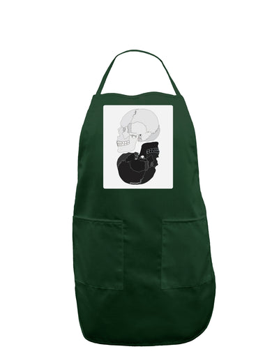 White And Black Inverted Skulls Panel Dark Adult Apron by TooLoud
