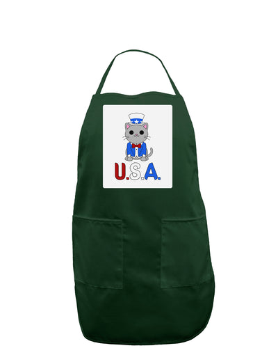 Patriotic Cat - USA Panel Dark Adult Apron by TooLoud-Bib Apron-TooLoud-Hunter-One-Size-Davson Sales