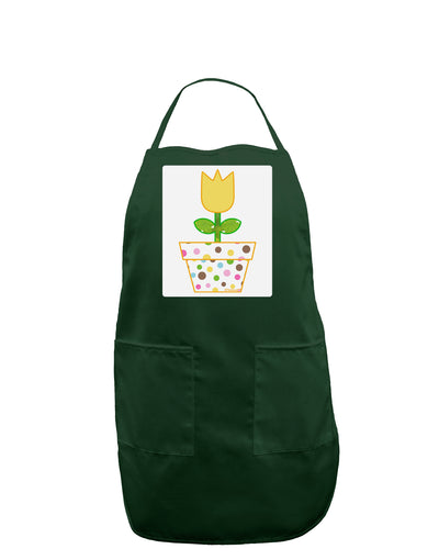 Easter Tulip Design - Yellow Panel Dark Adult Apron by TooLoud-Bib Apron-TooLoud-Hunter-One-Size-Davson Sales