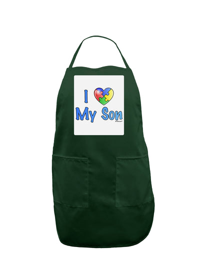 I Heart My Son - Autism Awareness Panel Dark Adult Apron by TooLoud-Bib Apron-TooLoud-Hunter-One-Size-Davson Sales