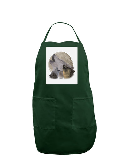 Three Wolves Howling at the Moon Panel Dark Adult Apron by TooLoud-Bib Apron-TooLoud-Hunter-One-Size-Davson Sales