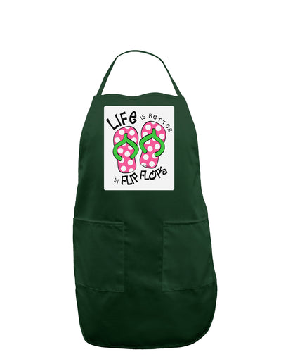 Life is Better in Flip Flops - Pink and Green Panel Dark Adult Apron-Bib Apron-TooLoud-Hunter-One-Size-Davson Sales