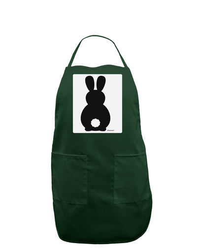 Cute Bunny Silhouette with Tail Panel Dark Adult Apron by TooLoud-Bib Apron-TooLoud-Hunter-One-Size-Davson Sales