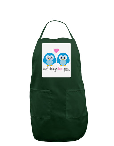 Owl Always Love You - Blue Owls Panel Dark Adult Apron by TooLoud-Bib Apron-TooLoud-Hunter-One-Size-Davson Sales